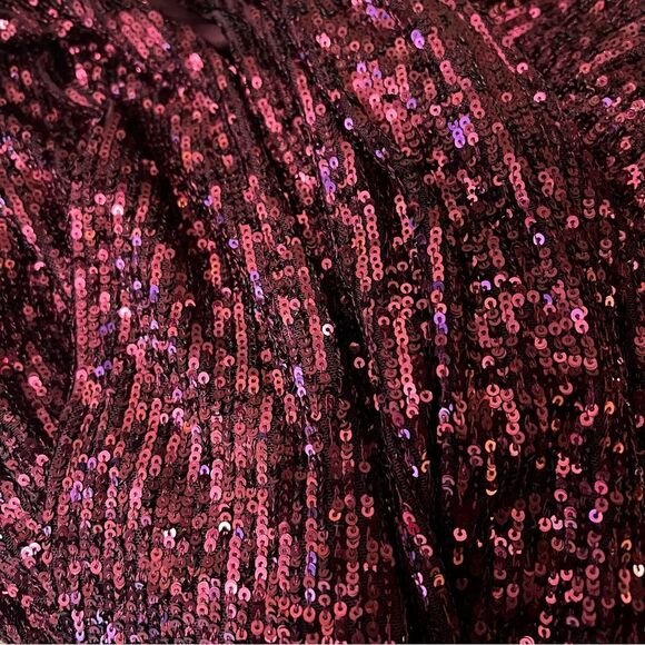 The Limited Burgundy Wine Sequin Halter Neck Mini Dress Size XL - Picture 3 of 9